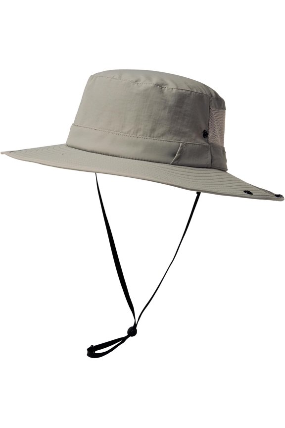L/XL/XXL UV50+ Waterproof Wide Brim Bucket Sun Hat for Summer Fishing Hiking w/Detachable Strap & Vented Mesh