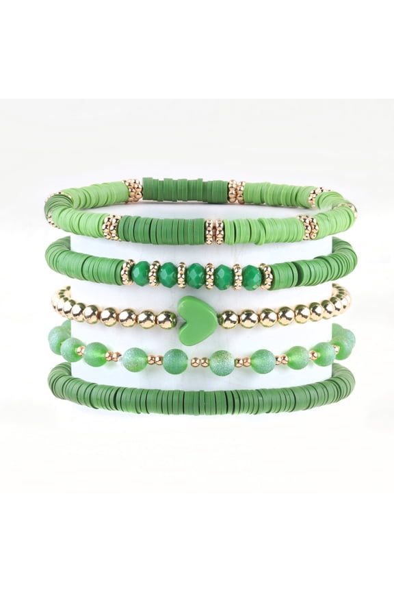 Boho Bracelet Beads Set – 5pcs Heart Bracelets
