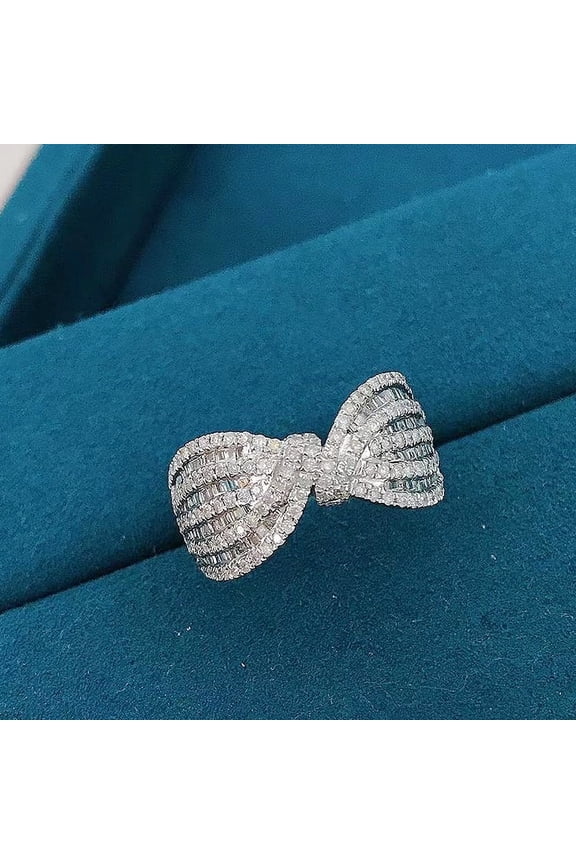 Diamond Bow - Shaped Ring, Size:8