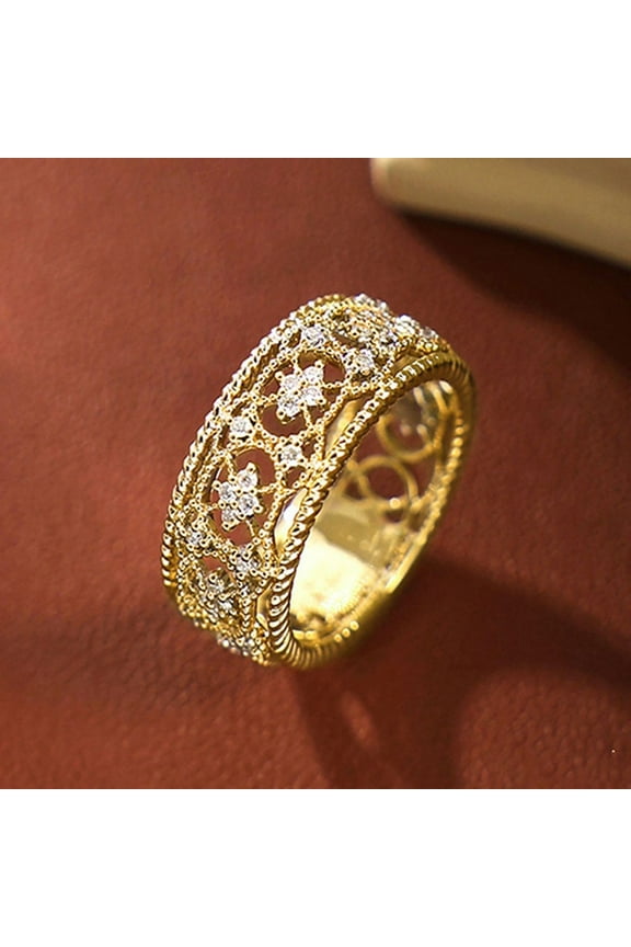 Lace Ring, Clear, Ring, Gold, Size: 10