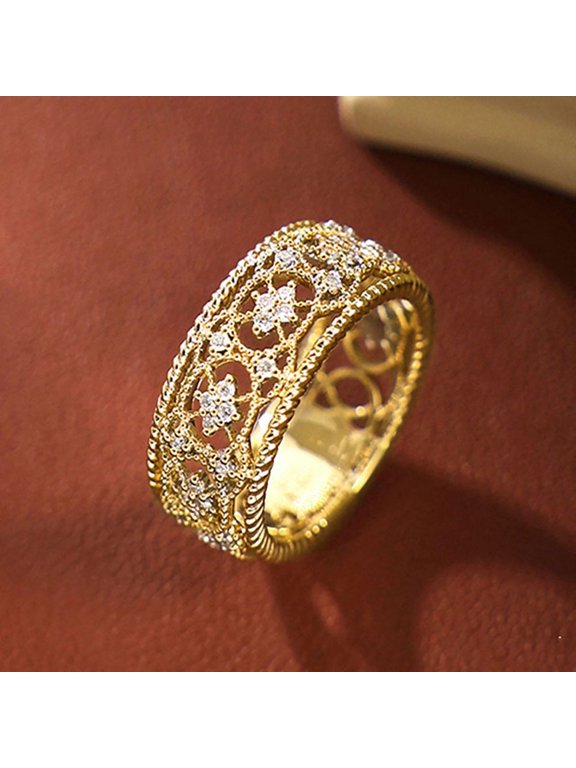 Lace Ring, Clear, Ring, Gold, Size: 9