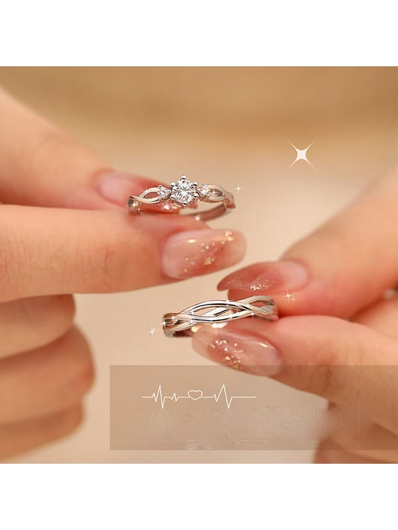 Matching Couple Rings for Him and Her Open Band Simple Design His & Hers Set