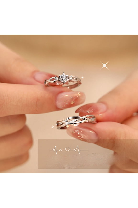 Matching Couple Rings for Him and Her Open Band Simple Design His & Hers Set