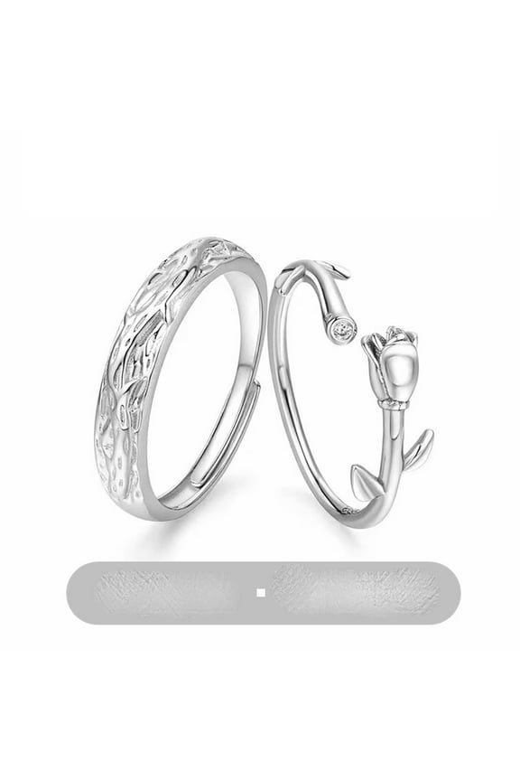 Matching Couple Rings for Him and Her Open Band Simple Design His & Hers Set