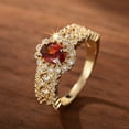 thumbnail image 1 of L,YY Oval Red Stone Cocktail Ring, Size: 6, 1 of 6