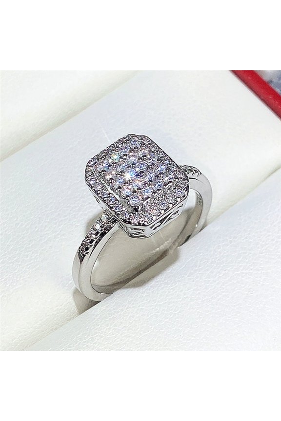 Square Cluster Clear Ring , Size: 8