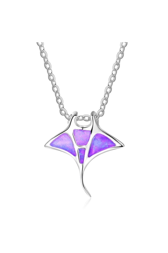 Stingray Purple, Blue Opal Necklace, Silver, Includes Gift Box