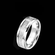 L.YY Textured Band Silver Ring, Size: 7