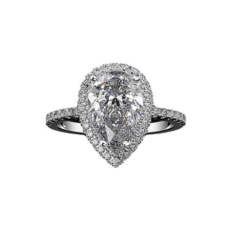 L.YY Women's Stylish Ring, Exquisite Teardrop Zircon-Set White Gold, Size 7