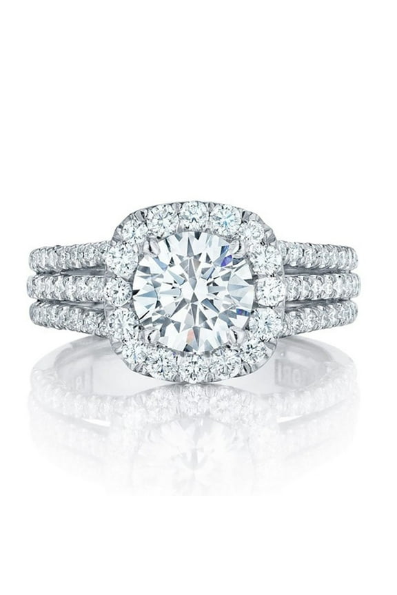 Women's Stylish Ring Full-Zircon White Gold Ring, Size 7