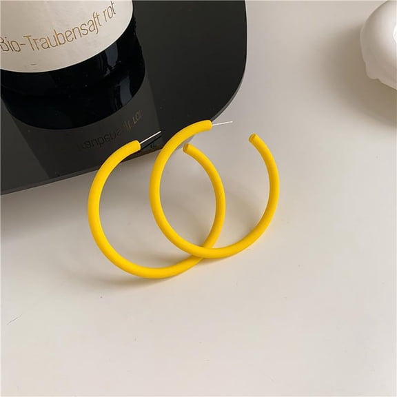 L.YY Women’s Stylish Yellow Earrings 40mm - Trendy Mustard Yellow Statement Jewelry for Women, Bold & Lightweight