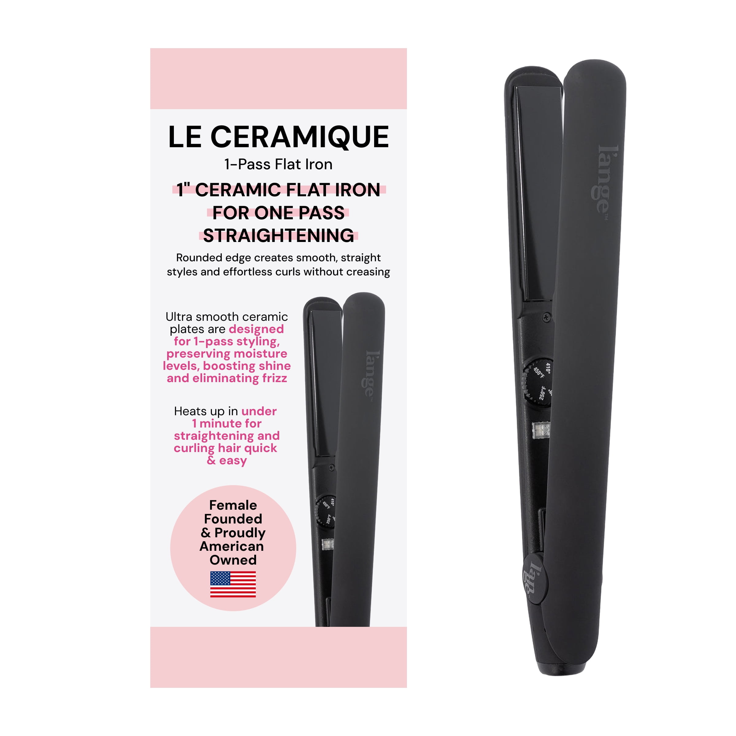 Le Ceramique Luxe Flat Iron in Blush or Black - L'ange Hair