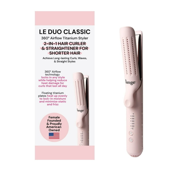 L'ange Hair Le Duo 360 Airflow Styler, Titanium Flat Iron Hair Straightener (Blush)