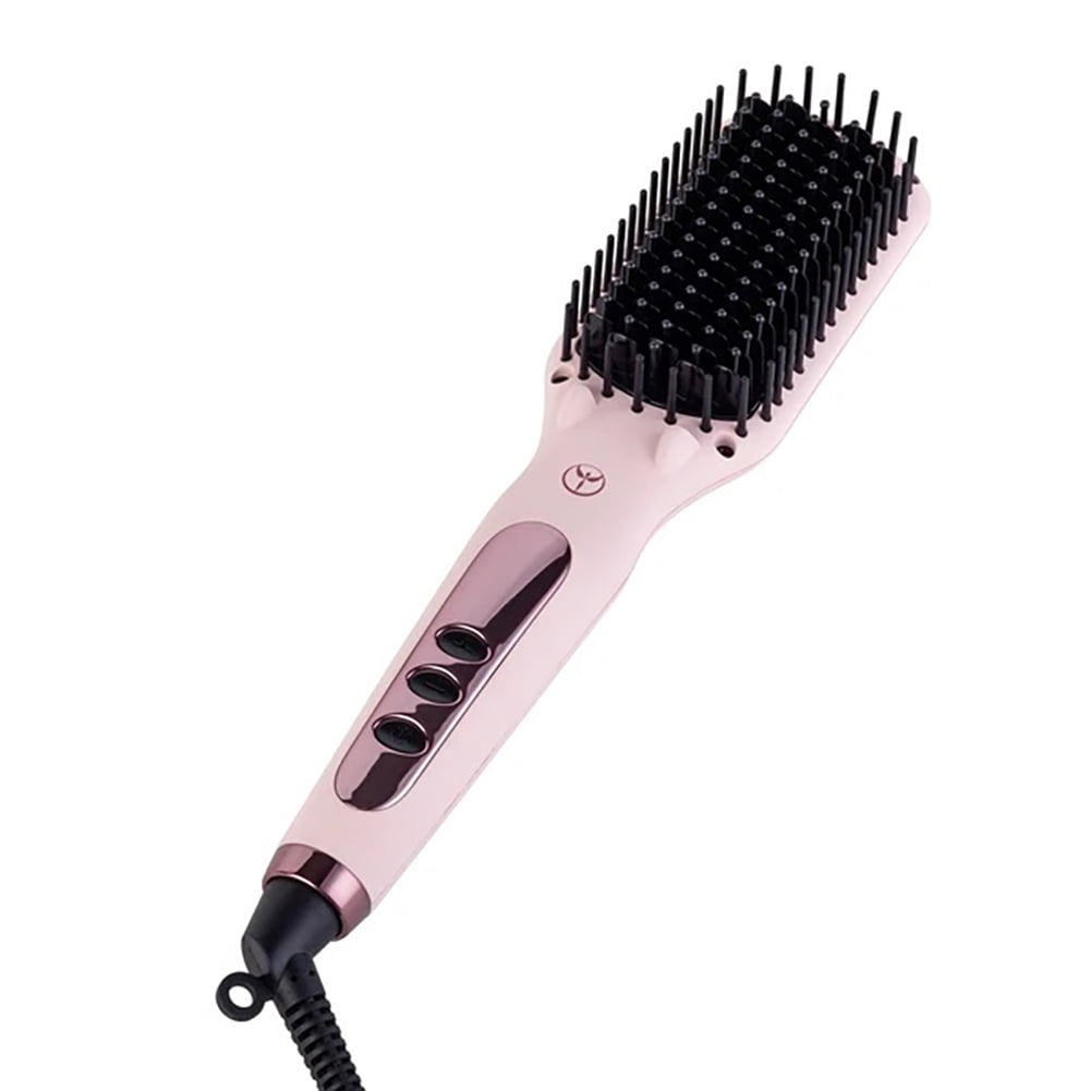 Lange Hair Le Vite Hair Straightening Brush | Double Negative Ion  Technology for Smooth, Frizz-Free Hair | Easy, Quick Sleekness and Shine |  Dual-Voltage Hair Straightener for All Hair Types (Blush) -