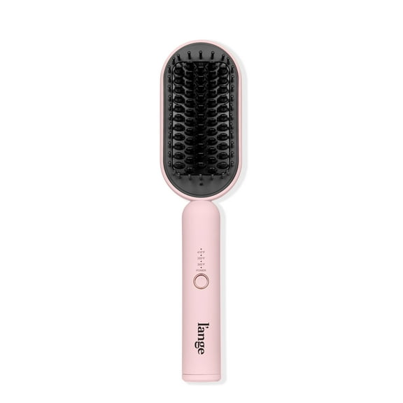 L'ange Hair Mane Pass 2-in-1 Straightening Brush – Ceramic-Coated Bristles | Auto Shut-Off | 360° Swivel Cord (Blush)