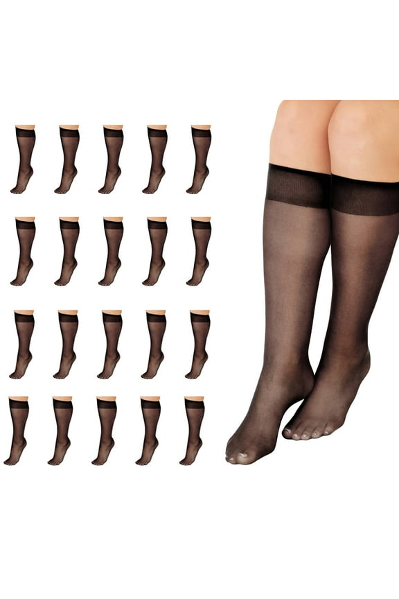 Everyday Women's Classic Knee High Stockings Sheer Toe 20 Pack