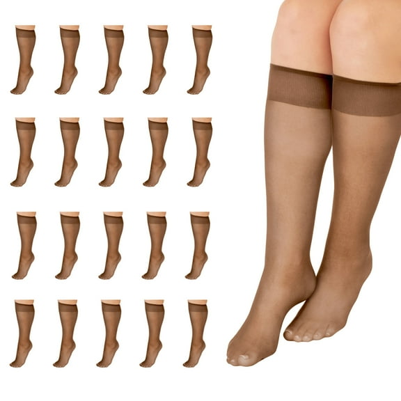 L'eggs Everyday Women's Classic Knee High Stockings Sheer Toe 20 Pack