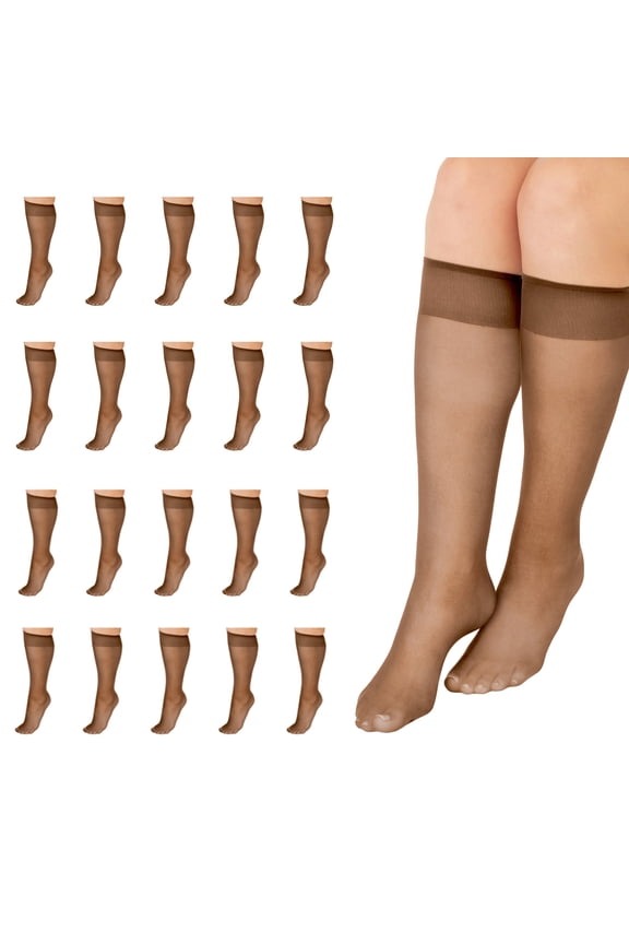 Everyday Women's Classic Knee High Stockings Sheer Toe 20 Pack
