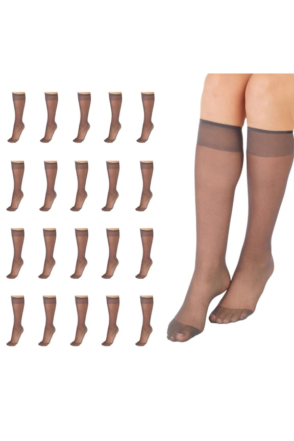 Everyday Women's Classic Knee High Stockings Sheer Toe 20 Pack