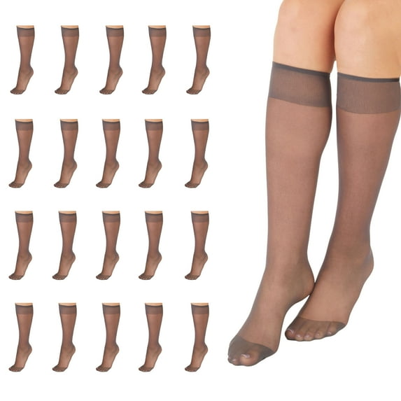 L'eggs Everyday Women's Classic Knee High Stockings Sheer Toe 20 Pack