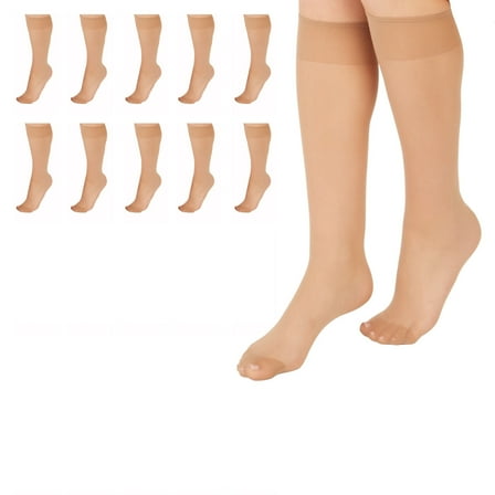 L'eggs Everyday Women's Nylon Knee Highs Stockings Reinforced Toe, 10 Pack