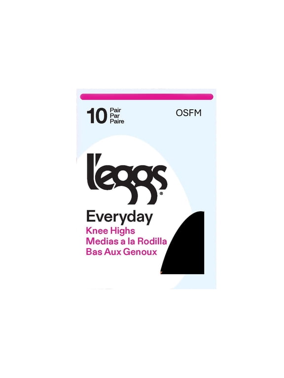 Brand Everyday Women's Nylon Knee Highs Stockings Sheer Toe, 10 Pack
