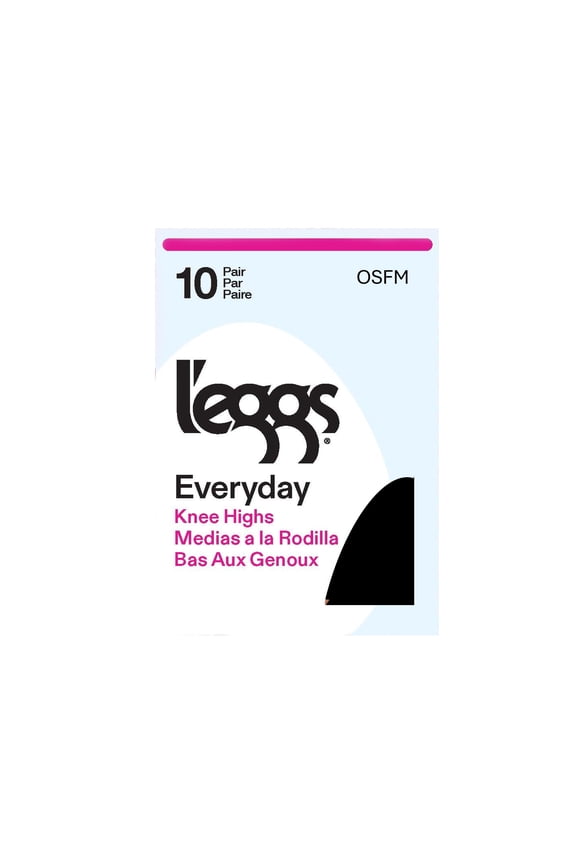 Brand Everyday Women's Nylon Knee Highs Stockings Sheer Toe, 10 Pack