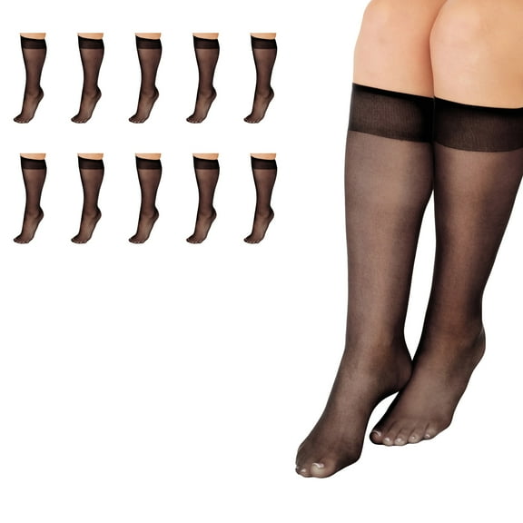 L'eggs Brand Everyday Women's Nylon Knee Highs Stockings Sheer Toe, 10 Pack