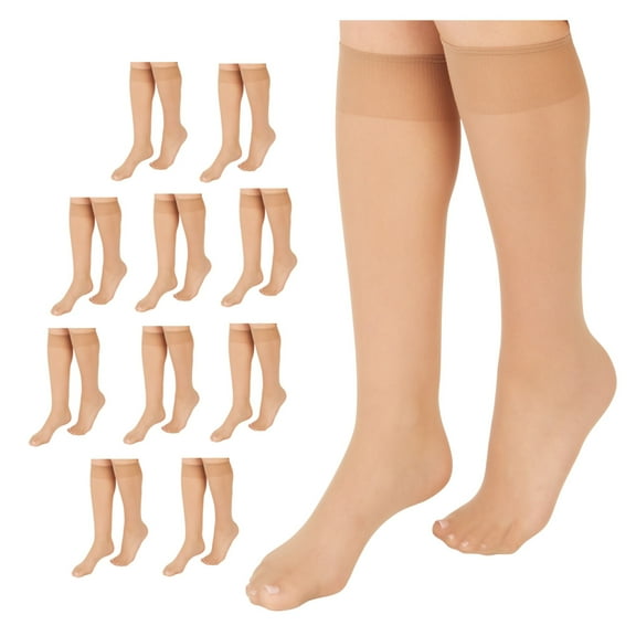 L'eggs Brand Everyday Women's Nylon Knee Highs Stockings Sheer Toe, 10 Pack