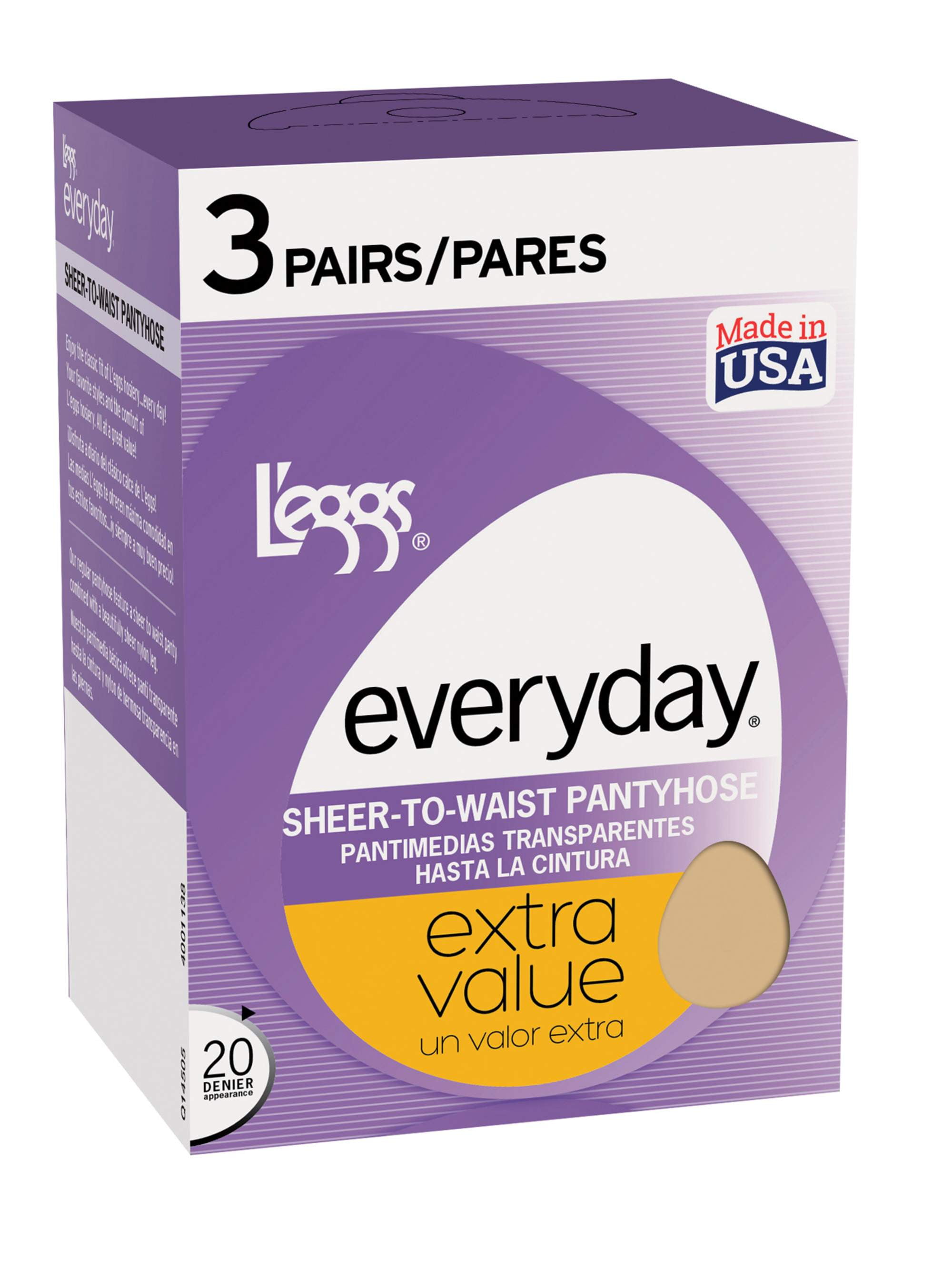 L'eggs Everyday Sheer-To-Waist Pantyhose, 3 Pair Pack, Style 14505
