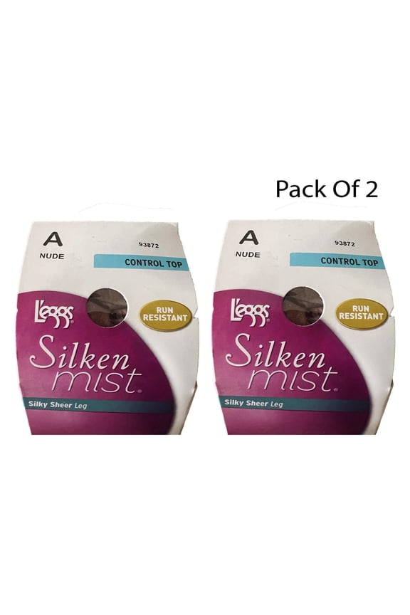 Pantyhose, Ultra Sheer Leg, Control Top, Silky Sheer Leg, Size A, Nude (Pack Of 2)