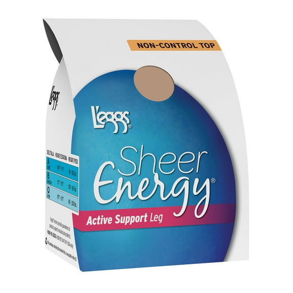 L'eggs Sheer Energy Active Support Regular, Reinforced Toe Pantyhose 4-Pack Taupe B Women's