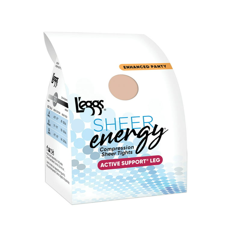L'eggs Sheer Energy Active Support Regular, Toe Pantyhose 4-Pack
