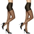 thumbnail image 1 of L'eggs Women's Sheer Energy Medium Leg Support Control Top Sheer Tights, 2 Pair, Size B Off Black, 1 of 7