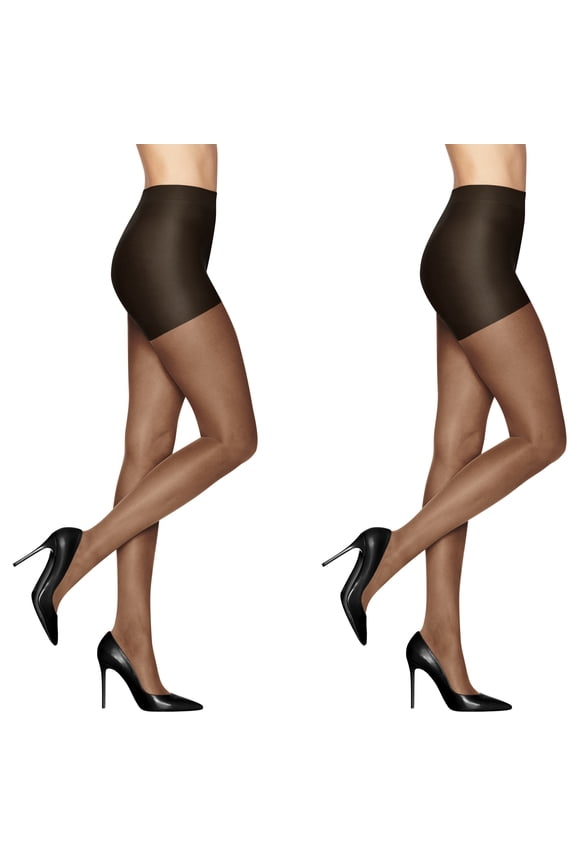 Women's Sheer Energy Medium Leg Support Control Top Sheer Tights, 2 Pair, Sizes up to Q+