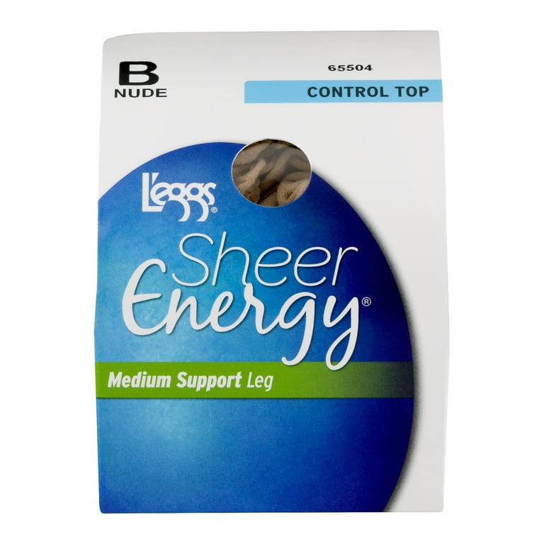 L'eggs Sheer Energy Control Top, Reinforced Toe Pantyhose 6-Pack