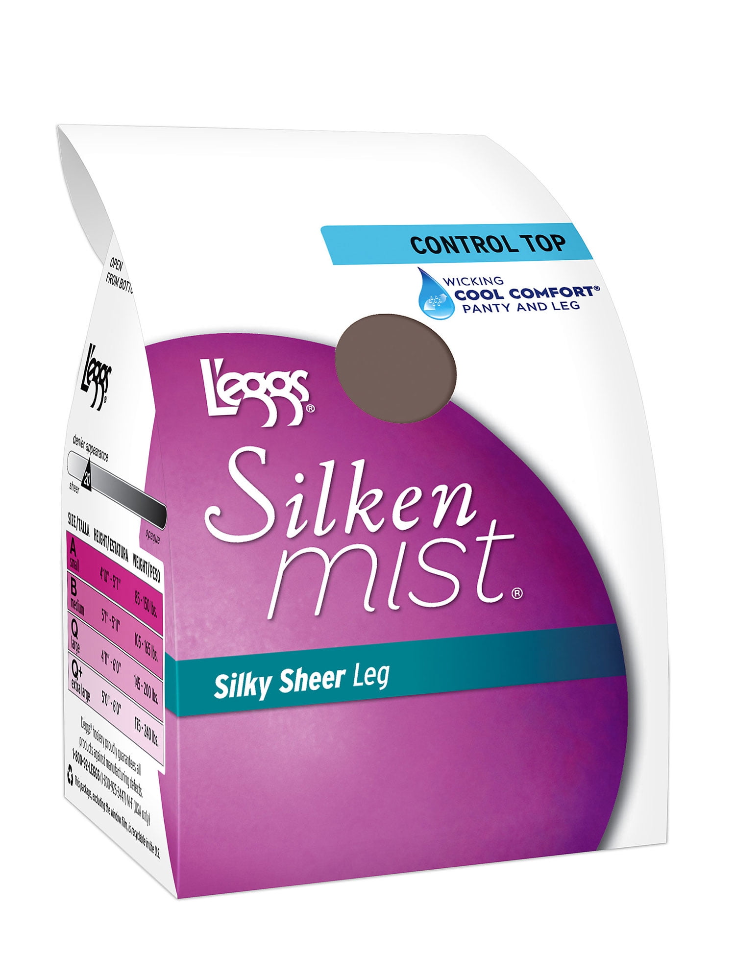 L'eggs Silken Mist Control Top, Sheer Toe Pantyhose 4-Pack Nude B Women's