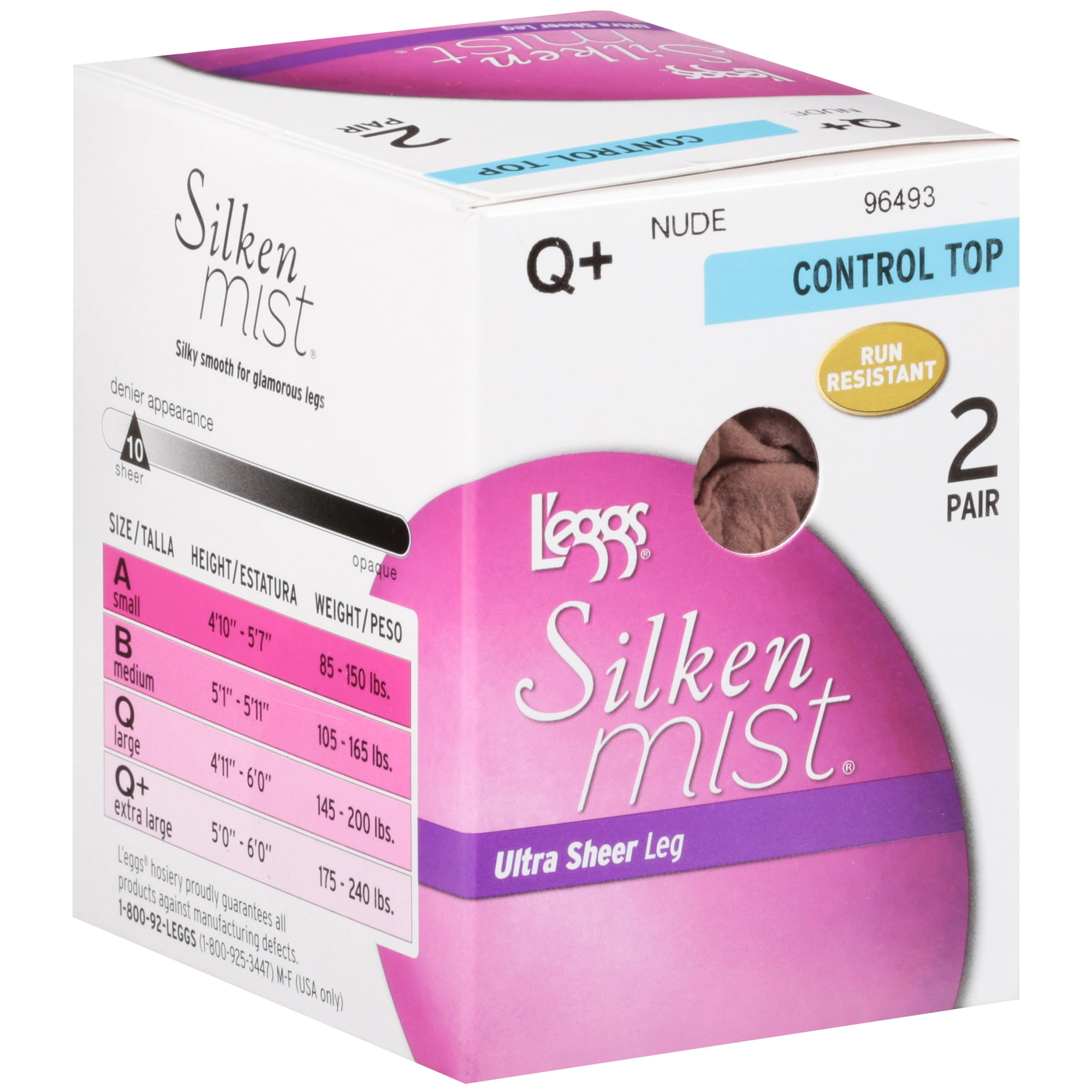 L'eggs Silken Mist Ultra Sheer Control Top Pantyhose, 2 Pack 