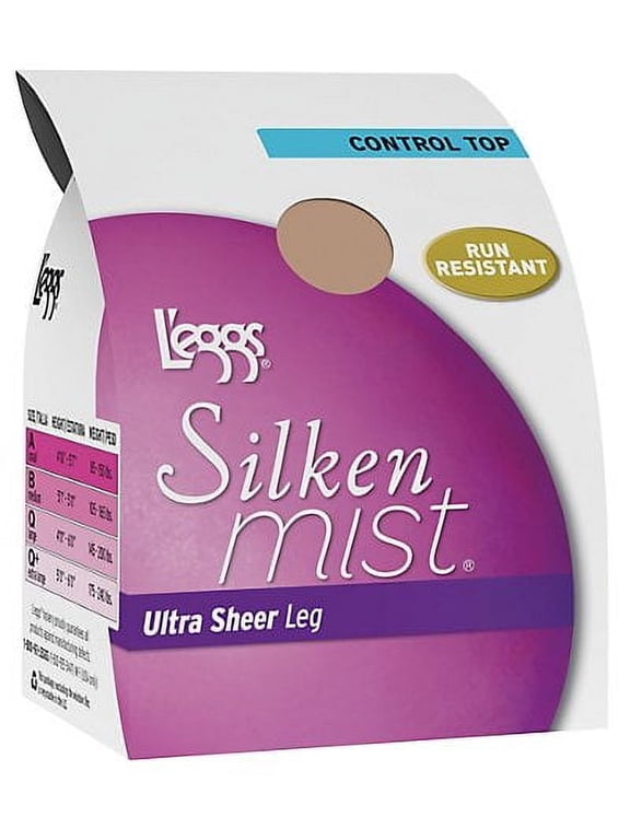 L'eggs Silken Mist Ultra Sheer with Run Resist Technology, Control Top Sheer Toe Pantyhose, 1-Pack