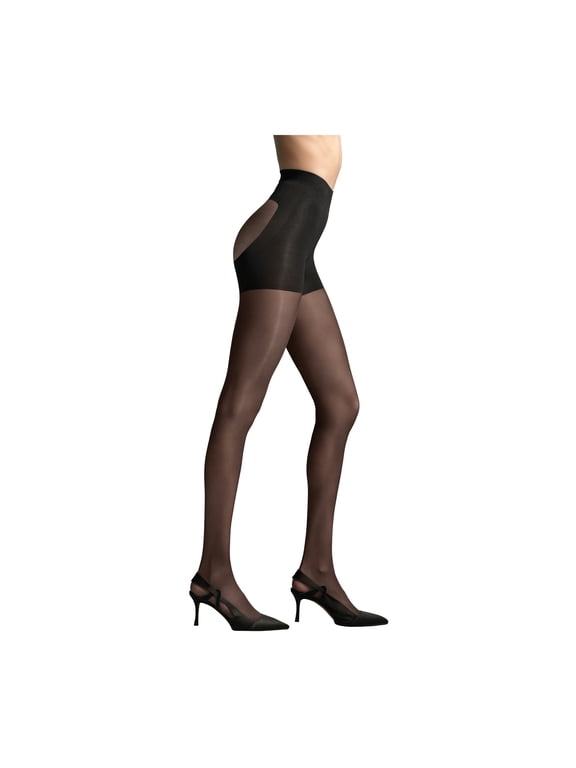 360 Contour Women's Control Top Sheer Tights, 20 Denier, Black, Up to 2XL