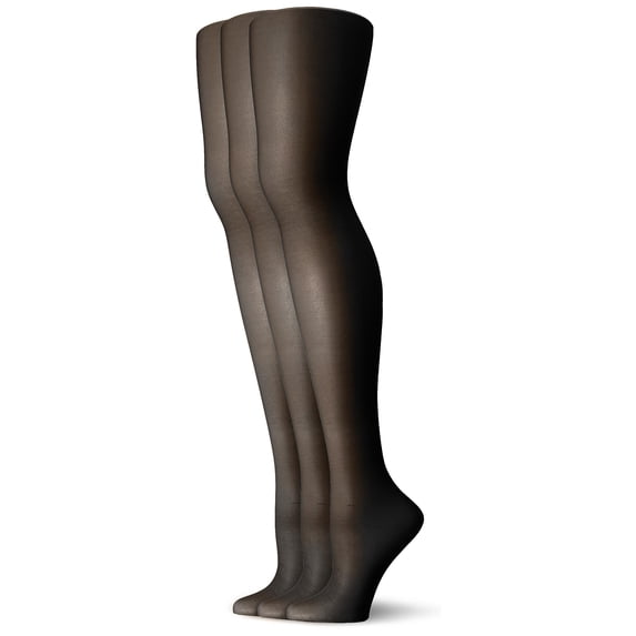 L'eggs Women's Energy 3 Pack All Sheer Panty Hose, Jet Black, B