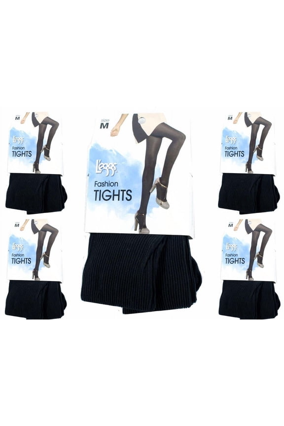 Pack of 5 L'eggs Smooth and Comfortable Fashion Tights Size M Black