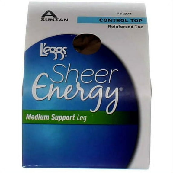 L'eggs Women's Sheer Energy Control Top Medium Support Reinforced Toe Pantyhose, 1-Pair