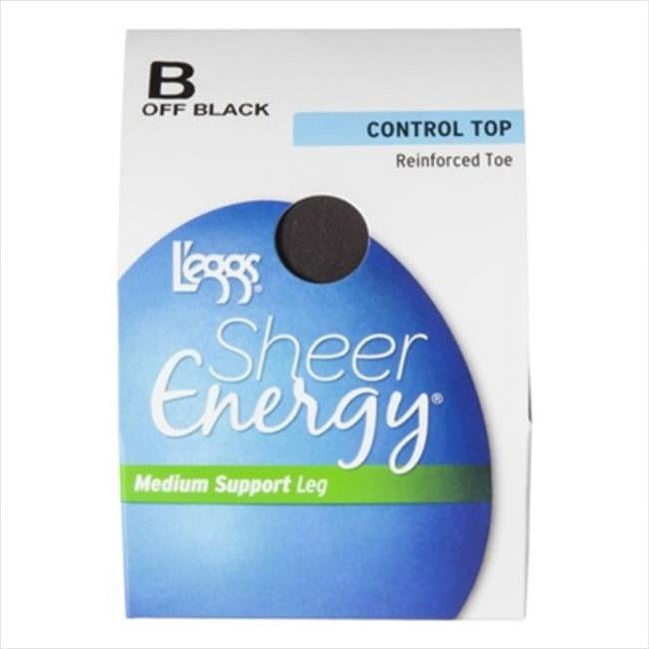 L'eggs Sheer Energy Light Support Leg Control Top, Sheer Toe Pantyhose,  Size B, Medium