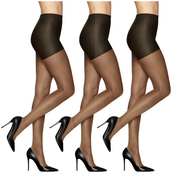 L’eggs Women's Sheer Energy Control Top Pantyhose Reinforced Toe 3 Pack