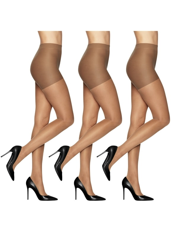 L’eggs Women's Sheer Energy Control Top Pantyhose Reinforced Toe 3 Pack