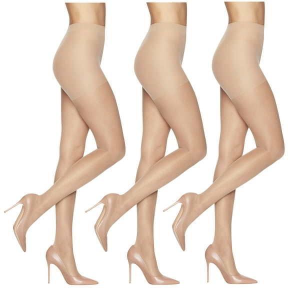 L’eggs Women's Sheer Energy Control Top Pantyhose Reinforced Toe 3 Pack