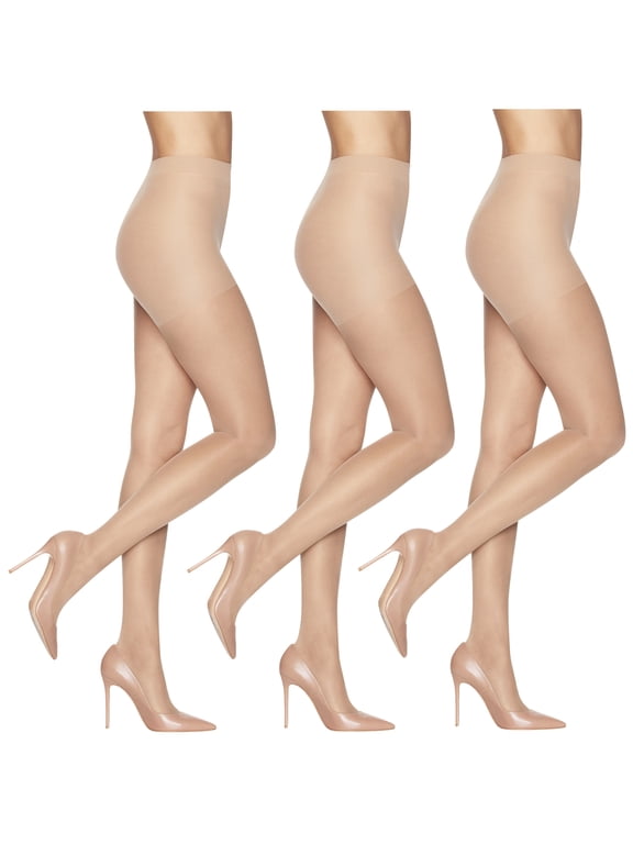 L’eggs Women's Sheer Energy Control Top Pantyhose Reinforced Toe 3 Pack