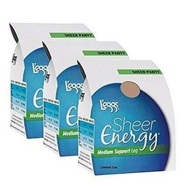 L'eggs Women's Sheer Energy Control Top Reinforced Toe 1 Pair (Pack of 3) 3 Suntan