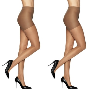 L'eggs Sheer Energy Medium Leg Support Control Top Sheer Tights Women's Reinforced Toe, 2 Pair, Size B Suntan